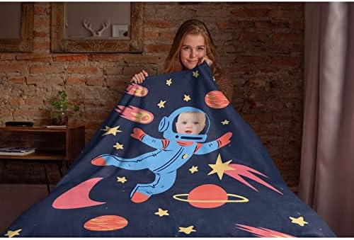 Personalizirani astronaut prilagođeni deka za bebe lica Bacanje Prilagođeno bacanje deke za dijete novorođenčad Personalizirana Prilagođena