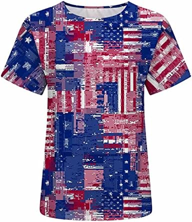Casual majica za Tinejdžerke kratkih rukava s vratom čamca Dan neovisnosti SAD-a zvijezda bluza s grafičkim prugama majice za žene