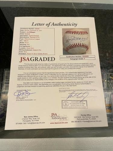 Joe DiMaggio New York Yankees Singl potpisan bejzbol JSA Autentično ocjenjivanje 9 - Autografirani bejzbol