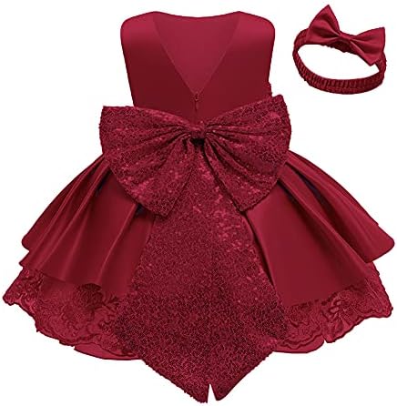 Cvjetne djevojke šljokice Bowknot čipka v-back tutu krštenje krštenja Communion haljine za djecu Baby princess zabavu za zabavu+traka