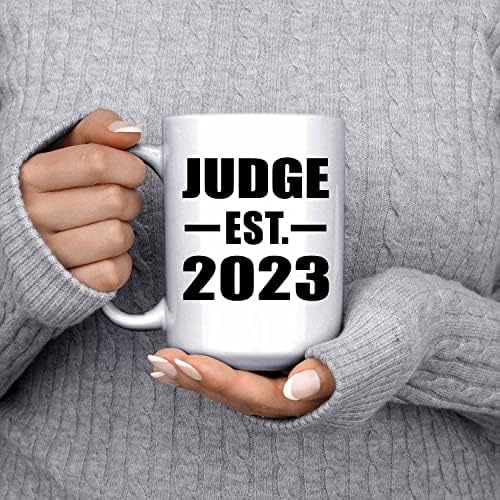 DesignSify Sudac Osnovan EST. 2023, 15oz bijela šalica kave keramička čaša čajnica s ručicom, Pokloni za rođendansku obljetnicu Božićni