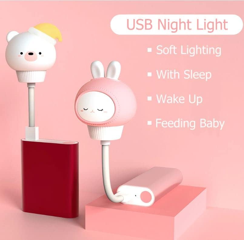 USB Night Light dodatak za bebe Hranjenje spavaće sobe spavaće sobe za zaštitu očiju za oči Noć mala stolna svjetiljka Slatka - bez