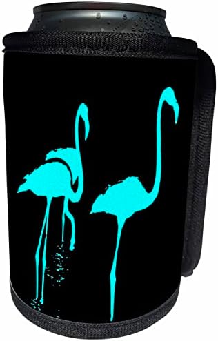 3dose minimalističke tri flamingos aqua siluete na crnoj boji - može hladnjača omota boca