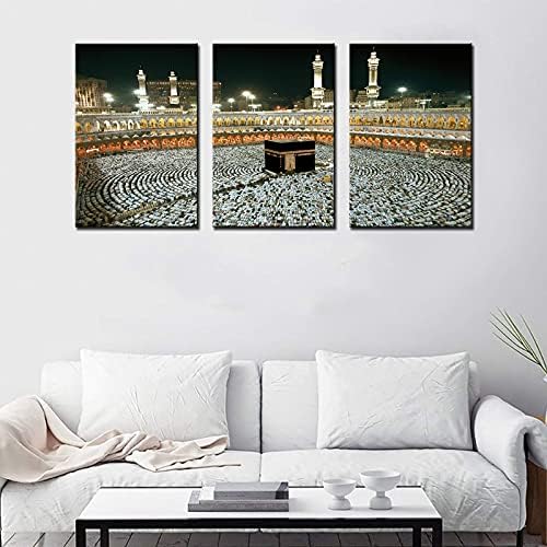 Muslimansko hodočašće Islamski zidni dekor platno zidna umjetnost za dnevnu sobu Velika džamija Meke na ishaa molitvi haram platno