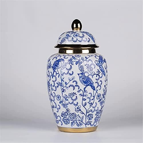 Aadecor keramičke staklenke, staklenke za čaj, staklenke za odlaganje u kineskom stilu, plava đumbirska staklenka ukrasna staklenka
