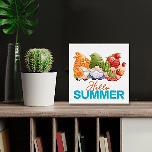 Slatki ljetni popsicles potpisuje platno zidna umjetnost 8 x 8 inča zdravo ljeto gnome platno slikanje framiranog plaka ukras za dom