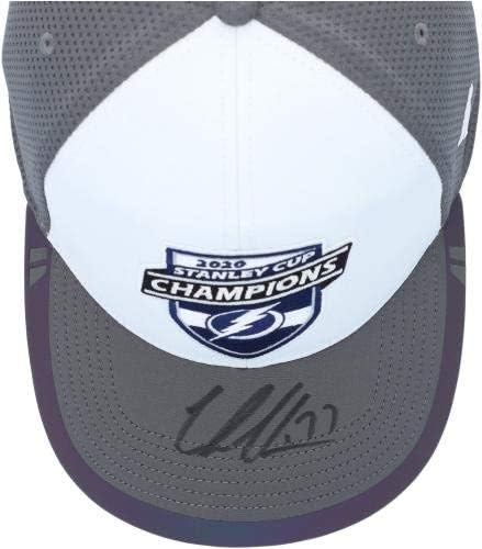 Victor Hedman Tampa Bay Lightning 2020 Stanley Cup Champions Autographd Score Shoom Cap - Autographd NHL Hats