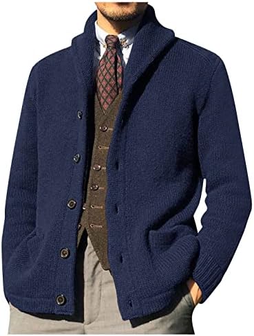 Muški džemper zimski modni šal ovratnik gumb kardigan džemper ležerni dugi rukav čvrsti kaput za pletenje boje