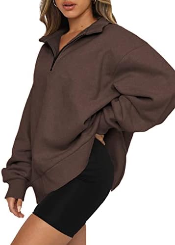 Ylduj amum ženska dukserica 1/4 pola zip dukserice Prevelidizirano pulover na kapljici ramena