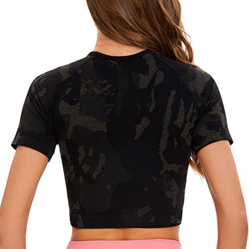 Vanoluya ženska vježba usjev gornji dio bešavne atletske joge kratki rukavi fitnes košulja za kompresiju uska tinejdžerska teretana