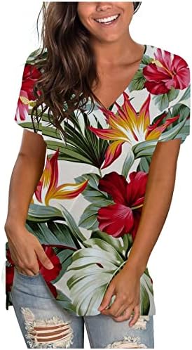 Bluza ženska ljetna jesen kratki rukav pamuk v vrat grafički print cvjetni salon bluza majica za dame aj aj