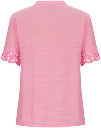 Teen Girl Brunch bluze kratki rukavi bluze majice V kvadratna čipka Osnovna patchwork ljetna jesenska bluza 2023