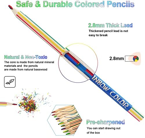 10 PCS Drvene boje DIY Slatke olovke za djecu, s oštricama olovke, 4 u 1 u boji set olovke za crtanje, bojanje, skiciranje darova za