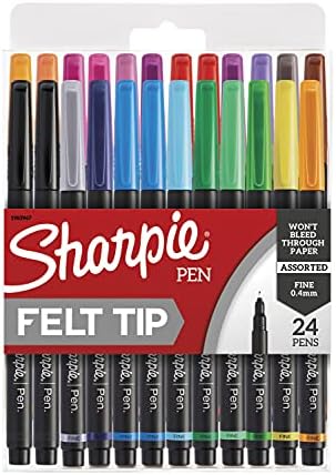 Olovke s oštrim filcom, fina točka, crna, 12 brojanja i olovke, olovke za filce, fina točka, razne boje, 24 brojanja