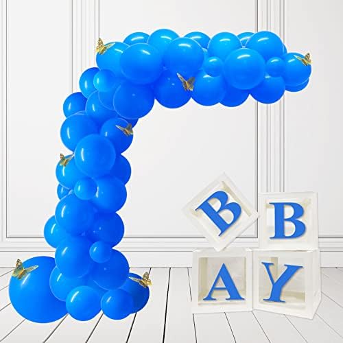 Rosmavi 104pcs plavi baloni, kraljevski plavi balonski vijenac s zlatnim leptirima, kraljevski plavi baloni 5 inčni 12 inčni 18 -inčni