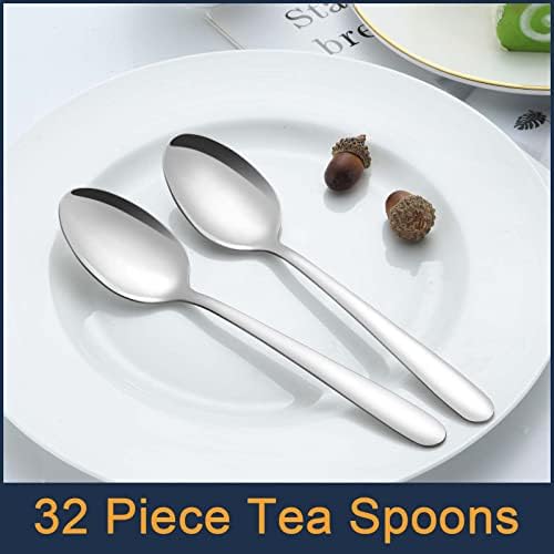 Set čajnih žličica od 32 komada, pribor za jelo od nehrđajućeg čelika debljine 6,2 inča, male žličice za vrući čaj, mini zrcalno polirane