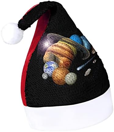 Svemirski solarni planeti smiješni Božićni šešir sa svjetlucavim šeširima Djeda Mraza za muškarce i žene Božićni blagdanski ukrasi