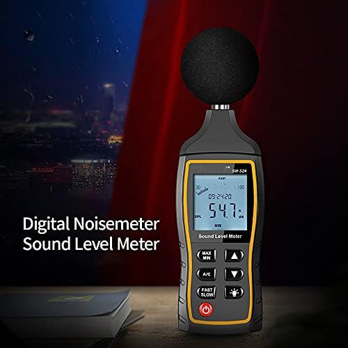 SLSFJLKJ Mjerač razine zvuka mjerač mjerača mjerača buke Noisemeter s vremenskim prikazom i funkcijom upozorenja