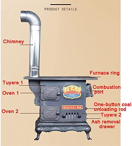 Multifunkcionalni kamin, dva neovisna štednjaka, sve čelične vatrootporne i toplinske izolacije, bez dimnih čeličnih štednjaka, ruralno