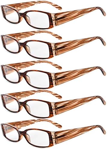 Eyekepper 5 parova za čitanje naočala za žene koje čitaju +2.75 prugasti okvir za čitanje naočala