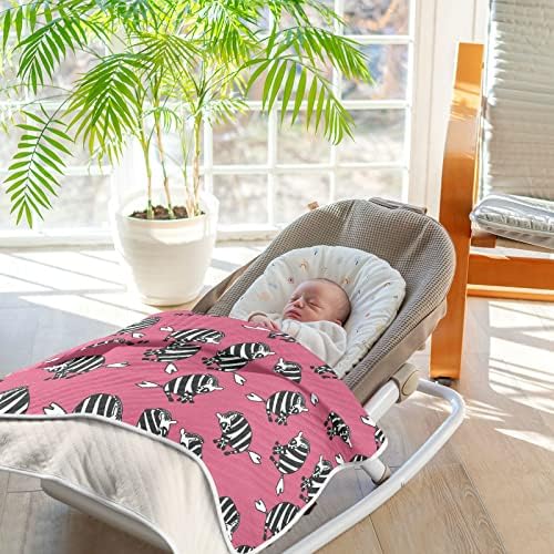 Swaddle pokrivač Smiješna pamučna pokrivač zebra za dojenčad, primanje pokrivača, lagana mekana pokrivača za krevetić, kolica, vrtićke,