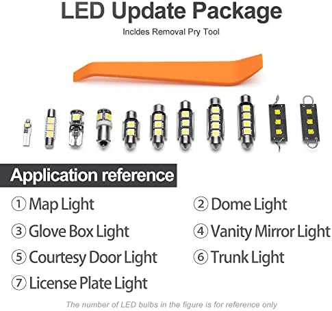 14pcs Set unutarnjih LED žarulja za 2005 2006 2007 2008 led kartica kupola vrata prtljažnika svjetlo registarske pločice super svijetle