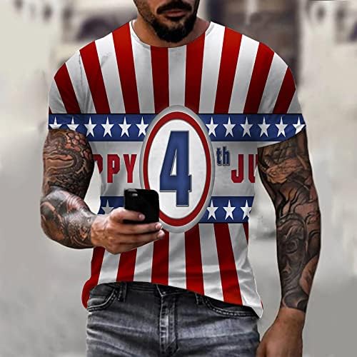 Ruiruilico Patriotske majice za muškarce 4. srpnja Amerika zastava 2023 Ljetni kratki rukavi opuštaju se grafički 3D otisci tinejdžera