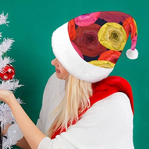Svijetli plišani Božićni šešir od ruže Ranunculus nestašni i slatki Šeširi Djeda Mraza s plišanim obodom i udobnom podstavom Božićni