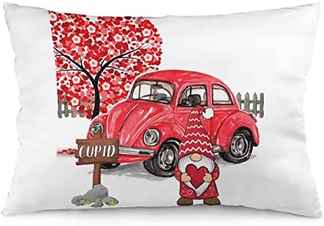 Bacajte jastuke LOVE SRCE RED CRVENI KUR I GNOME PINK PILLOK PUTOVANJE 20 X30 Valentinovo Ljubav je u zaštitniku jastuka za jastuk