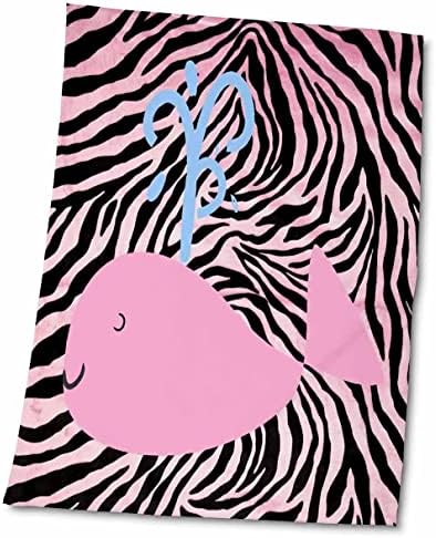 3Drose Slika bebe ružičaste kitove na ružičastoj i crnoj zebri - ručnici