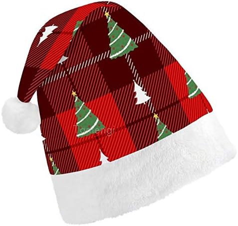 Božićni šešir Djeda Božićnjaka, Božićni blagdanski šešir za božićno drvce Buffalo Gingham za odrasle, udobni Uniseks Božićni Šeširi
