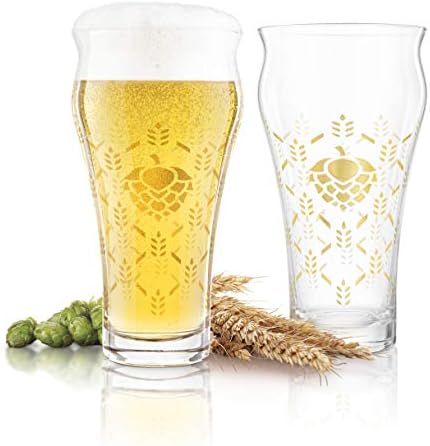 Završni dodir su čaše za pivo od ječma i hmelja, set od 4 čaše s uzorkom zlatne folije