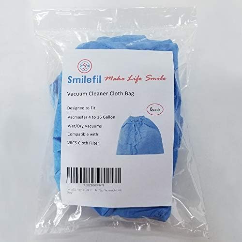 Smilefil VRC5 tkaninski filter odgovara Vacmasteru 4 do 16 galona mokri/suhi vakuumi, 6 pakiranja