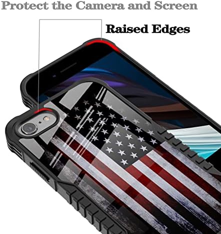 Iphone SE 2020 SLUČAJ ZA MANA BOYS, Crna američka zastava Retro Old USA Dizajn zastave, otporan na šok-iscrpni pad mekog silikonskog