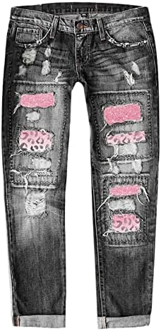 Traper kombinezon za žene, hlače, Ženske jesensko-zimske traperice s tiskanim rupama, zadebljane hlače, veličina 16, hlače za