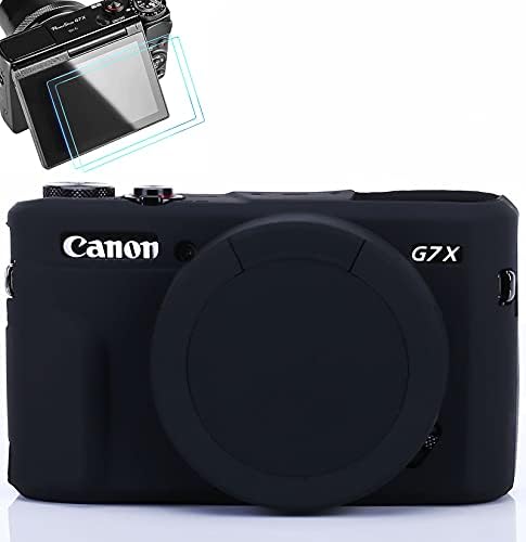 Torbica za kućišta fotoaparata Pocoukate za Canon G7X/G7X Mark II Silikonska torbica s optičkim tvrdoće 9H ultra-tanki clamshell to