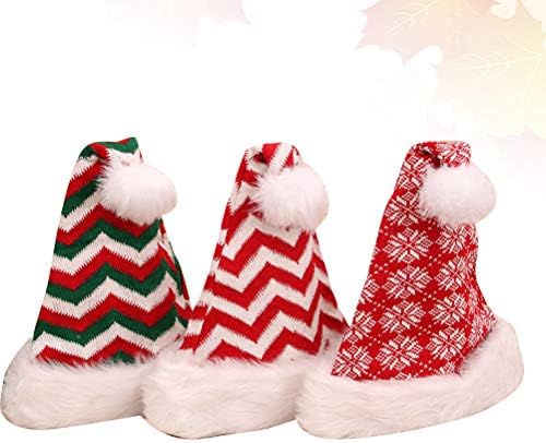 3pcs ukrasni plišani Djed Mraz šešir za odrasle pletena vunena kugla prugasta pahuljica Božićni šešir Set za žene muškarci odrasli