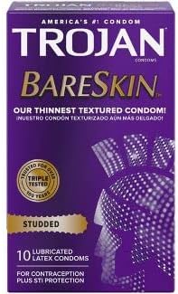 Trojan Bareskin Studded Condom Bundle s elegantnim mesinganim džepom, rebrasti lateks kondomi-10