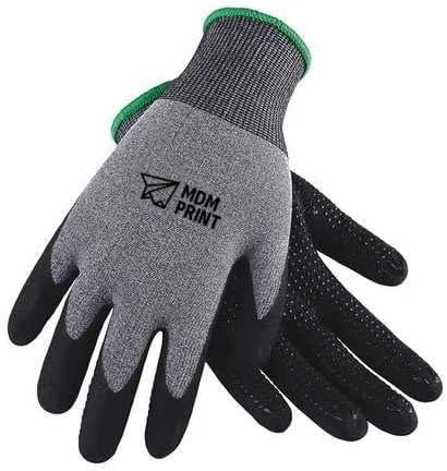 MDMPrint pjenaste rukavice presvučene nitril, pokrivanje dlana, crno/sivo, L, PR, PK12