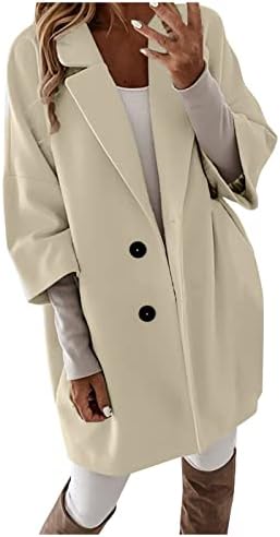 PRDECEXLU Office Basic 3/4 kaputa za rukave Žene ekstra duge božićne radove labava ugradnju čvrste jakne u boji križ