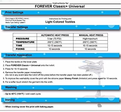 Zauvijek papir za prijenos topline, Classic+ Universal Premium laserski prijenos za svjetlost 50 listova 11 x17